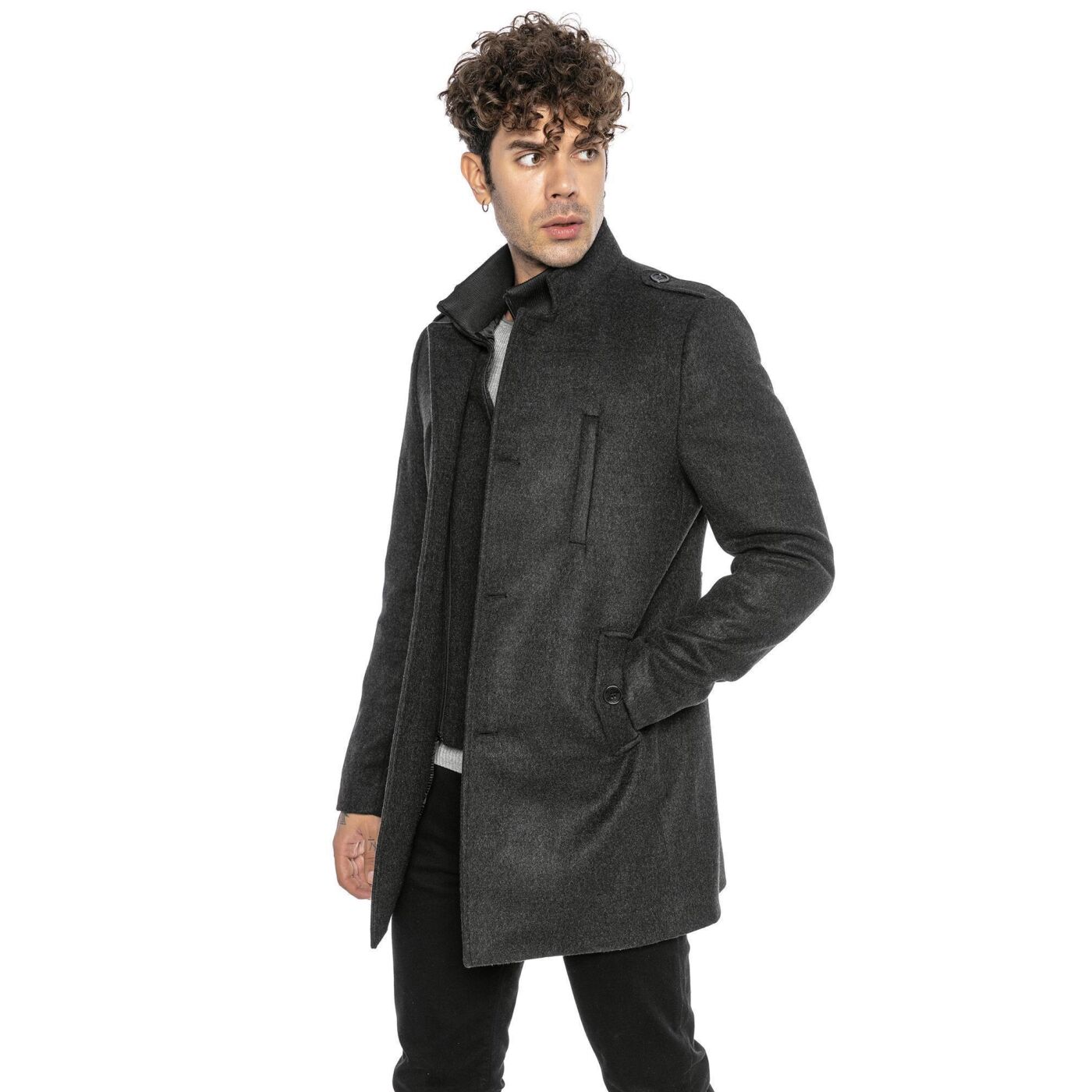 Redbridge Herren Mantel Winterjacke elegante Jacke Slim-Fit M6083 Grau