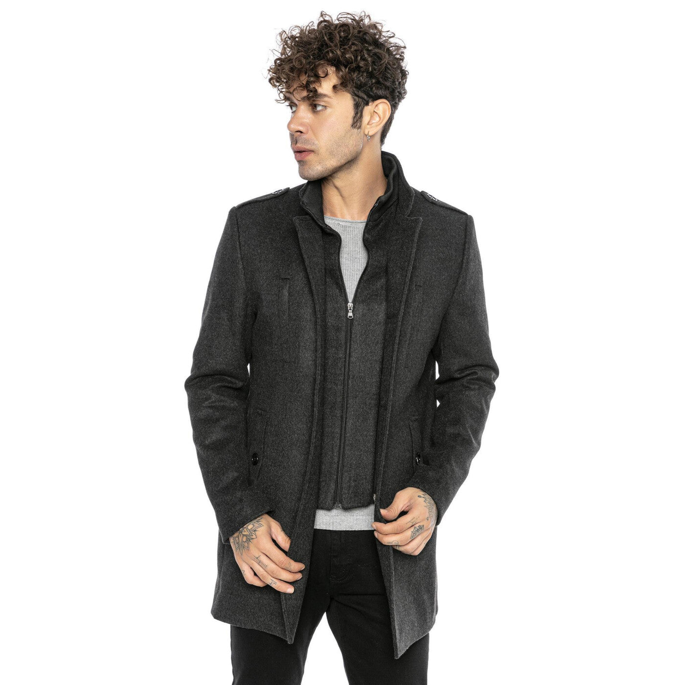 Redbridge Herren Mantel Winterjacke elegante Jacke Slim-Fit M6083 Grau