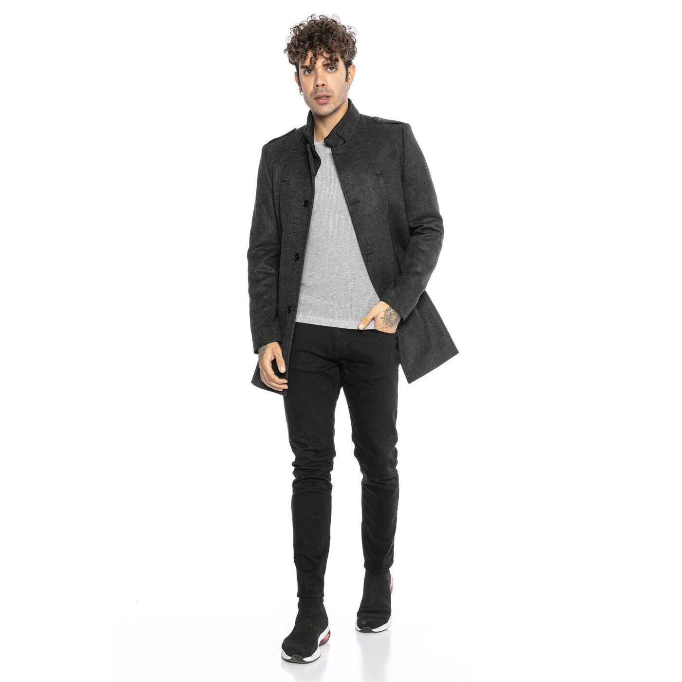 Redbridge Herren Mantel Winterjacke elegante Jacke Slim-Fit M6083 Grau