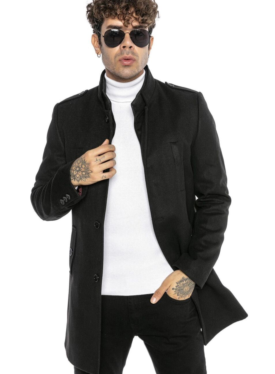 Redbridge Herren Mantel Winterjacke elegante Jacke Slim-Fit M6083 Schwarz