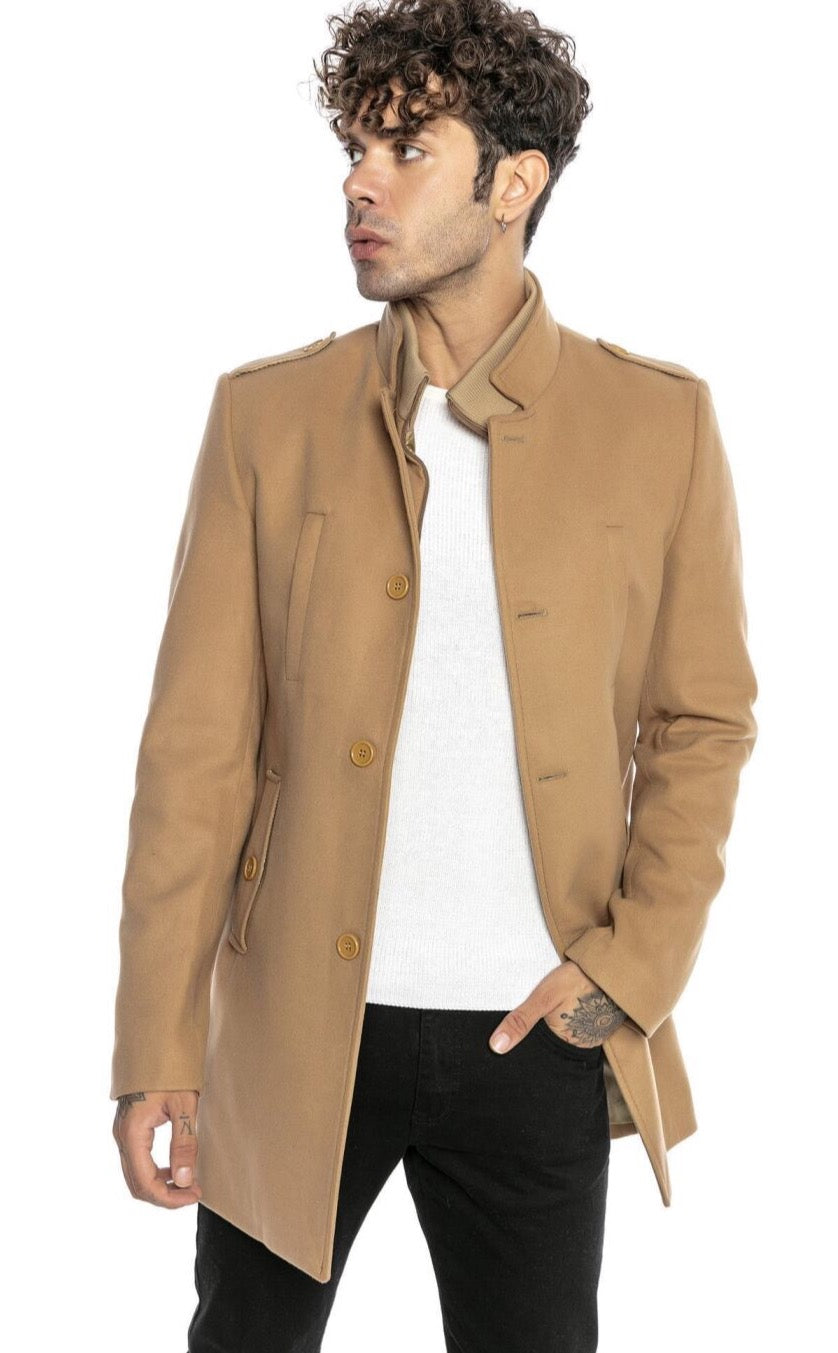 Redbridge Herren Mantel Winterjacke elegante Jacke Slim-Fit M6083 Beige