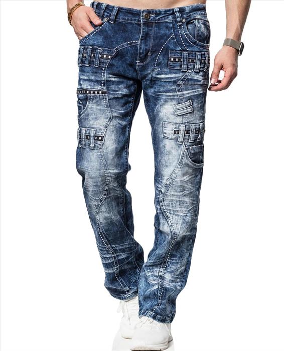 Kosmo Lupo MARBLE Herren Jeans Denim Straight Cut