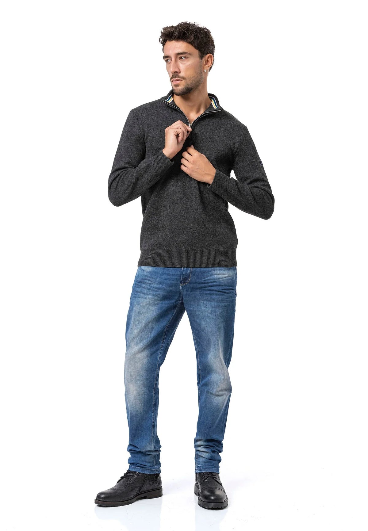 Cipo & Baxx WEXA Herren Pullover dunkelgrau CP290