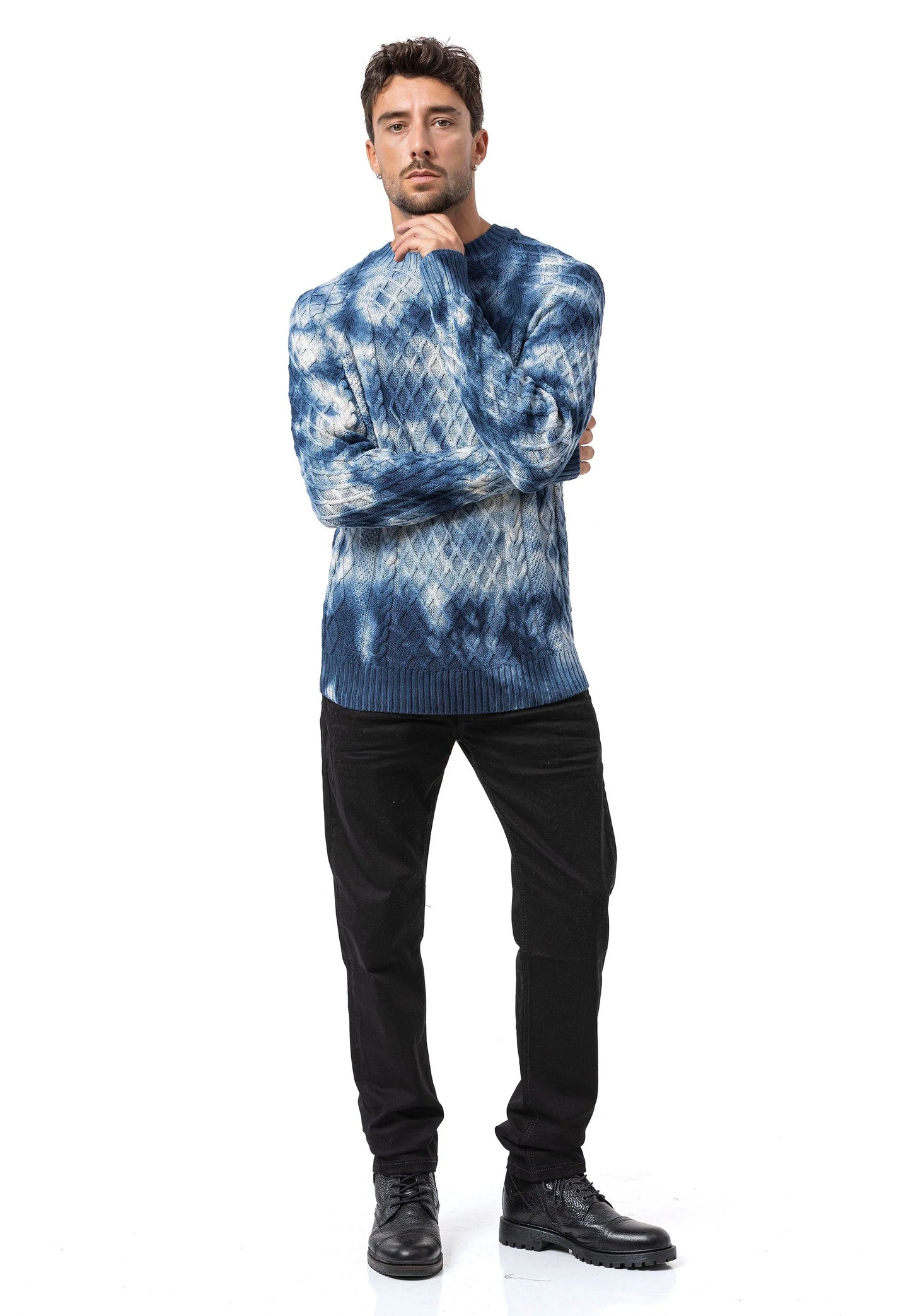 Cipo &amp; Baxx EXETER men's sweater NAVY CP158