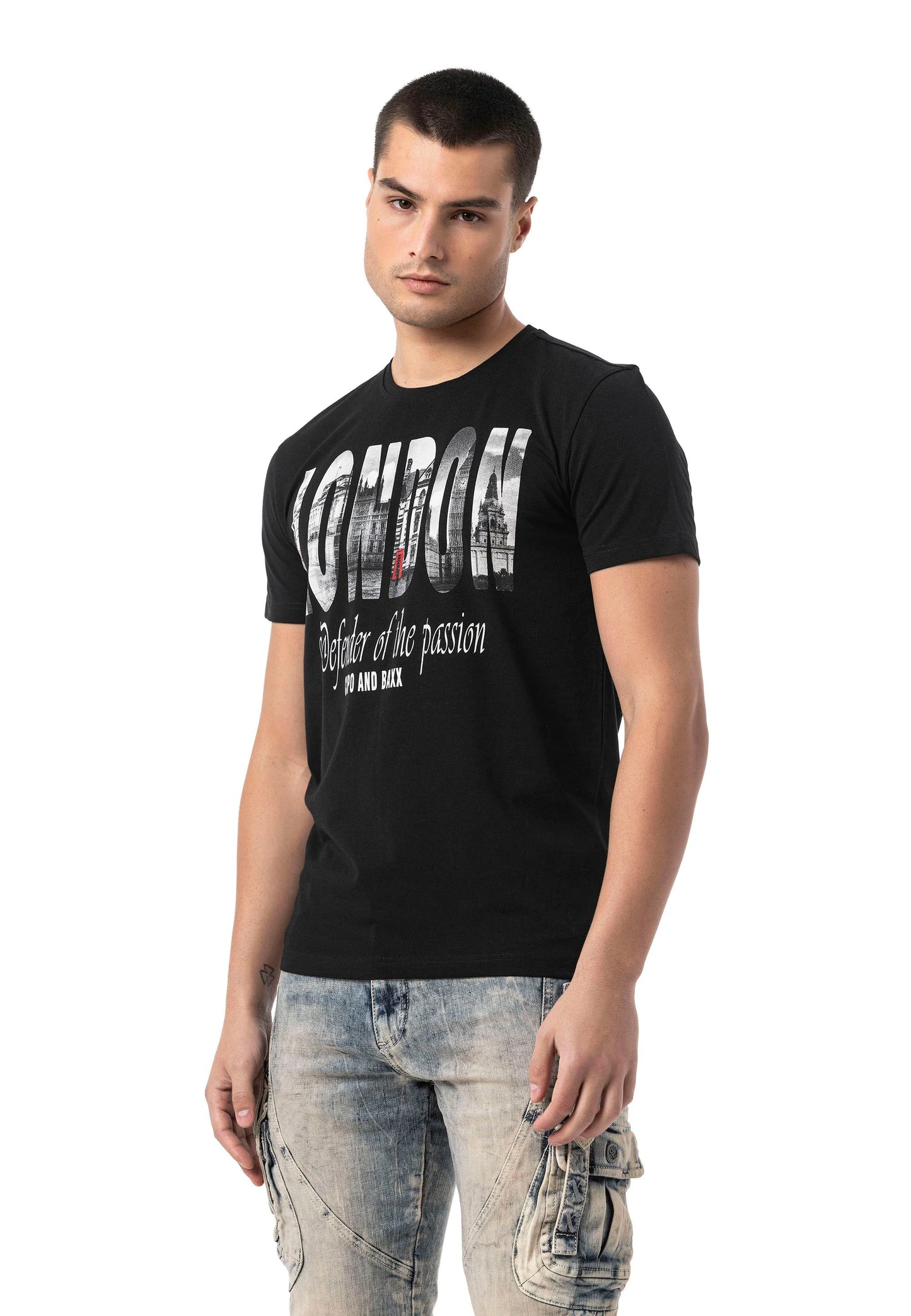 Cipo &amp; Baxx PICARD Men's T-Shirt black CT395