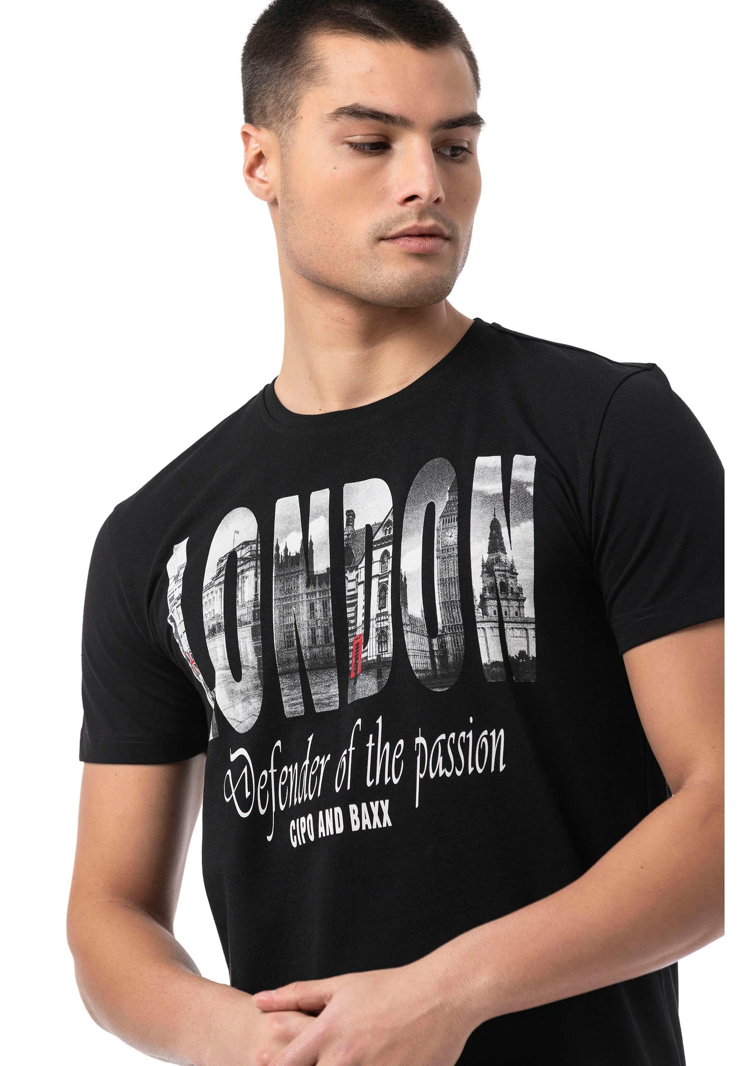 Cipo &amp; Baxx PICARD Men's T-Shirt black CT395