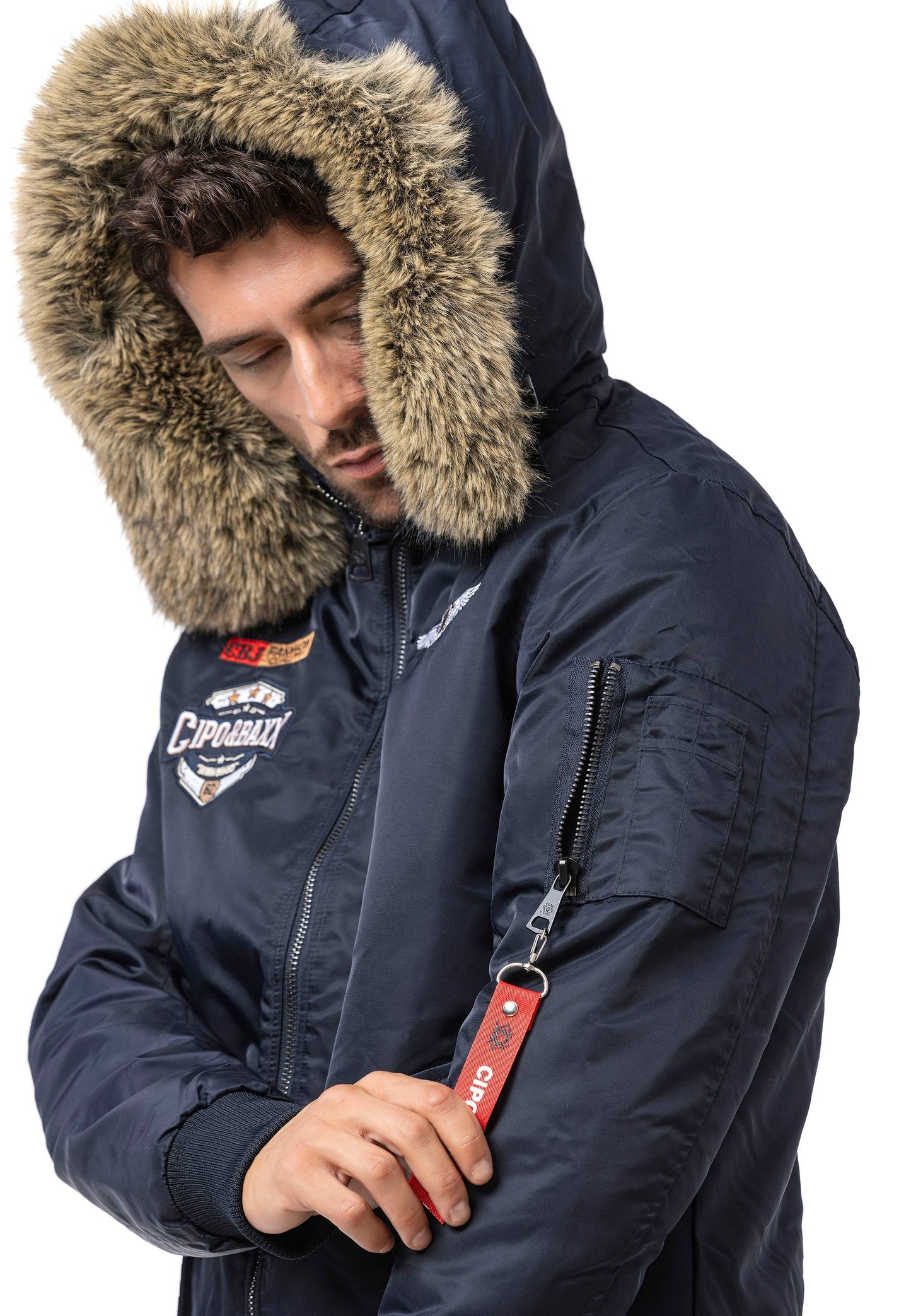 Cipo &amp; Baxx PERM men's bomber jacket hood CM134