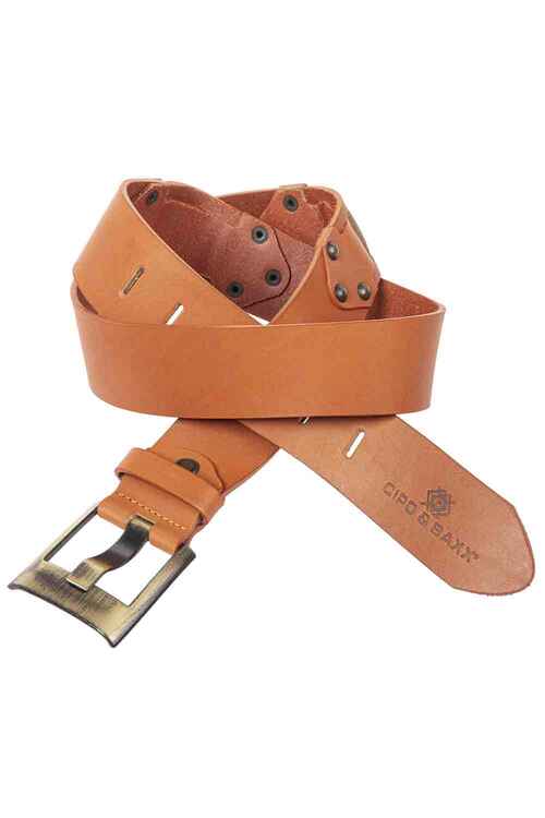 Cipo &amp; Baxx Men's Leather Belt C-2163 Orange 