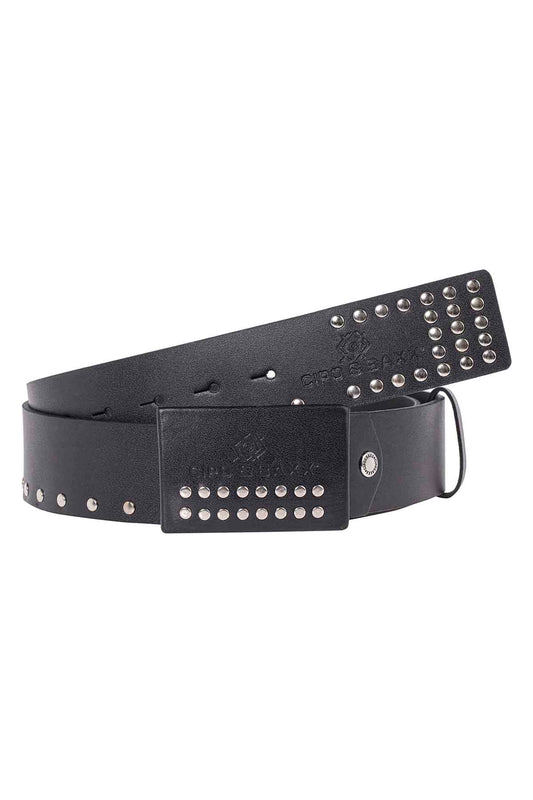 Cipo &amp; Baxx Men's Leather Belt CG163 Black 