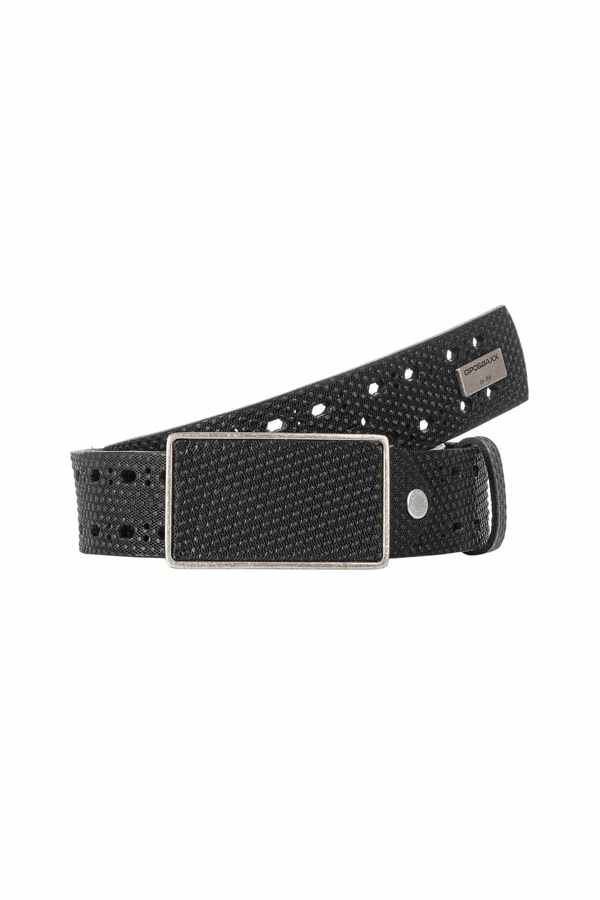 Cipo &amp; Baxx Men's Leather Belt CG174 Black 