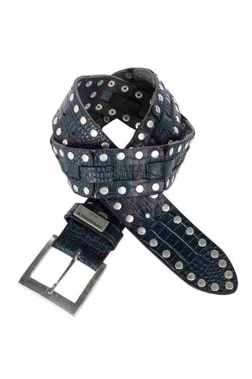 Cipo &amp; Baxx Men's Leather Belt CG175 Dark Blue 