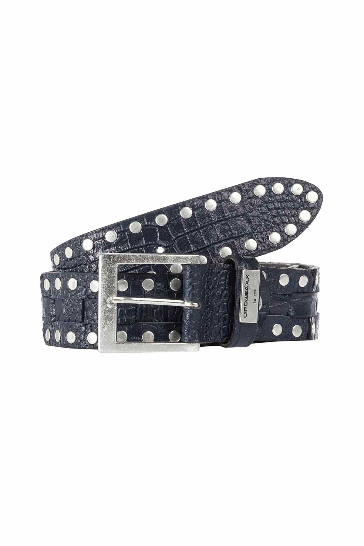 Cipo &amp; Baxx Men's Leather Belt CG175 Black 