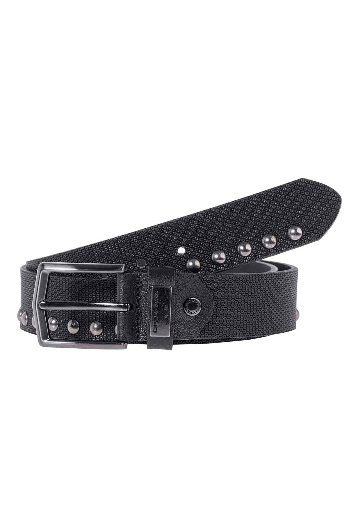 Cipo &amp; Baxx Men's Leather Belt CG181 Black 