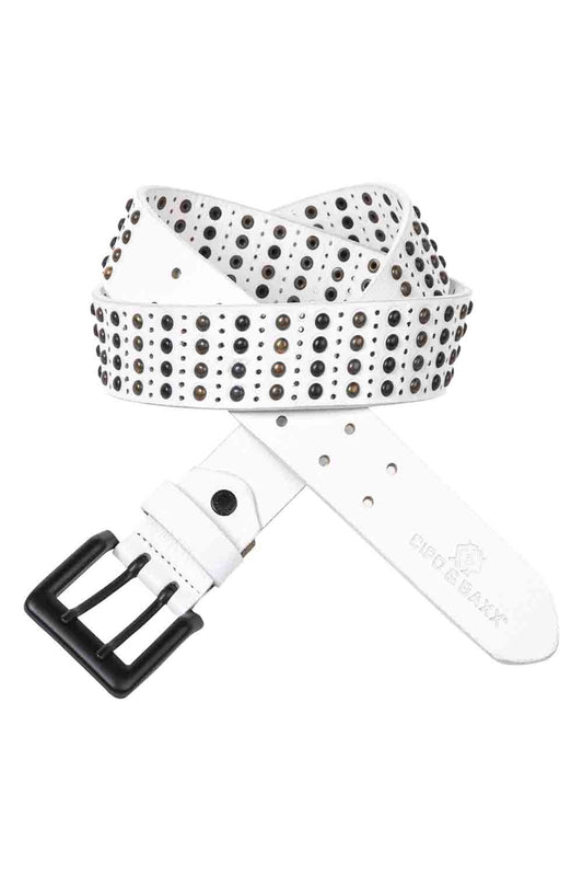 Cipo &amp; Baxx Men's Leather Belt CG190 White 