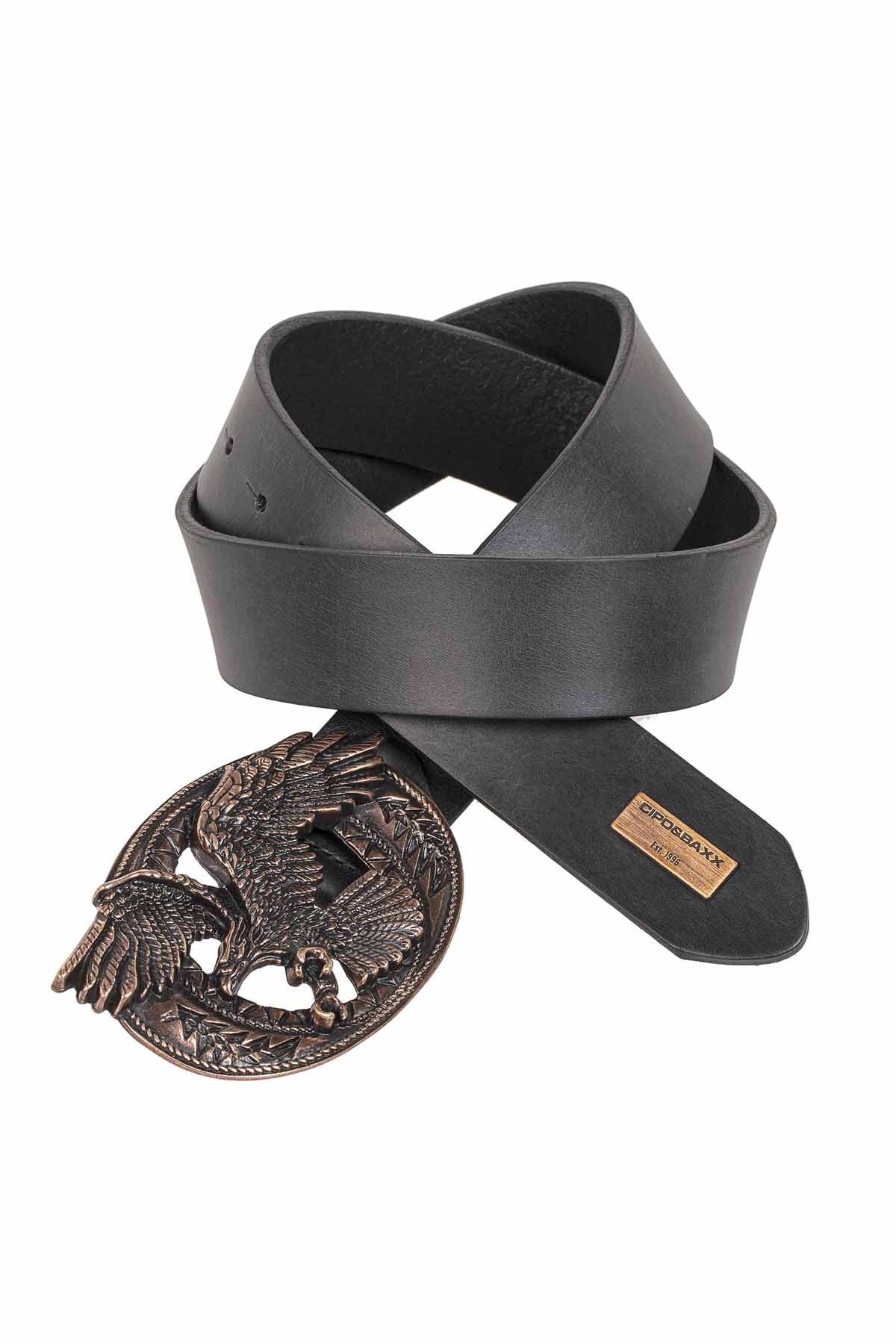 Cipo &amp; Baxx Men's Leather Belt CG200 Black 