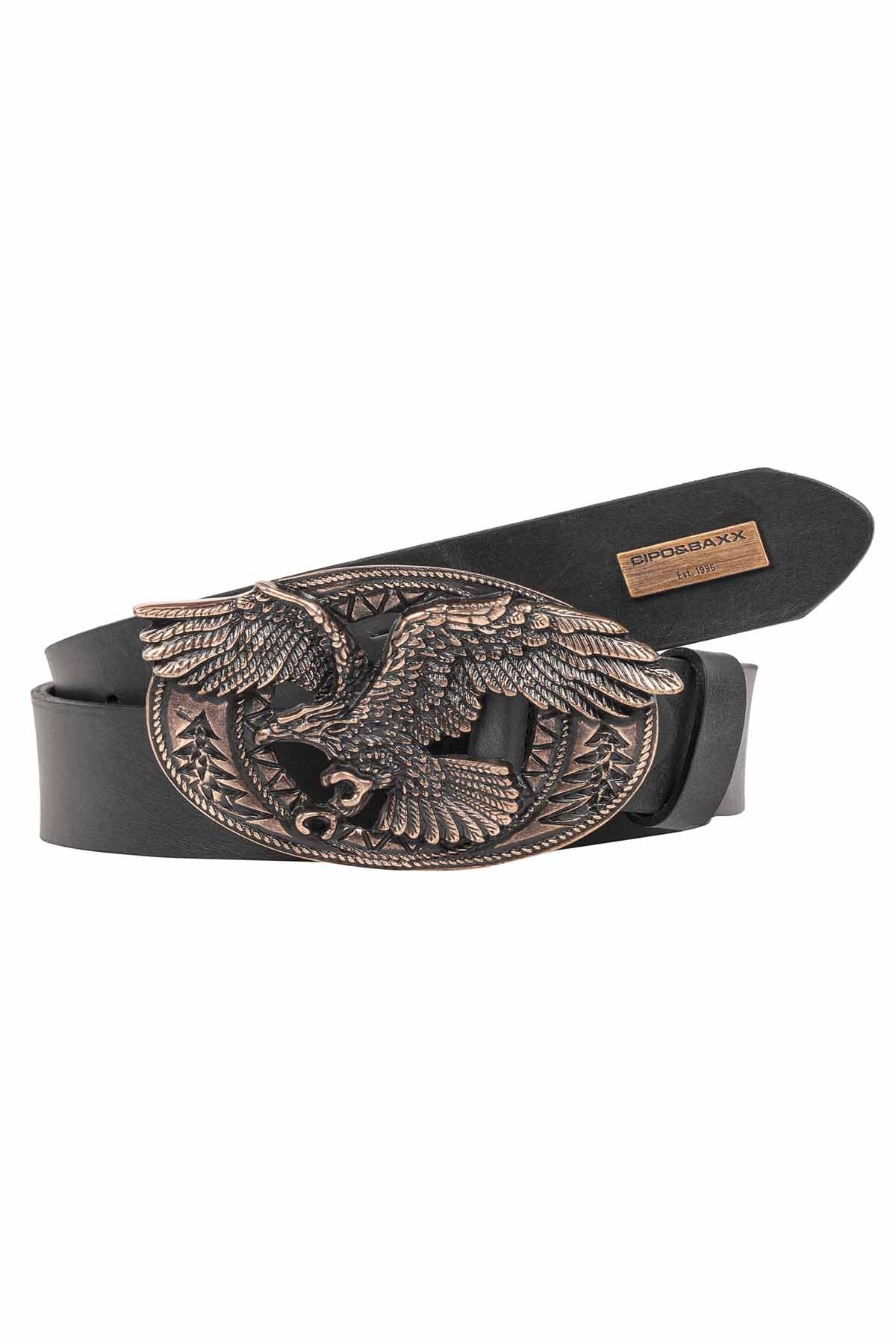 Cipo &amp; Baxx Men's Leather Belt CG200 Black 