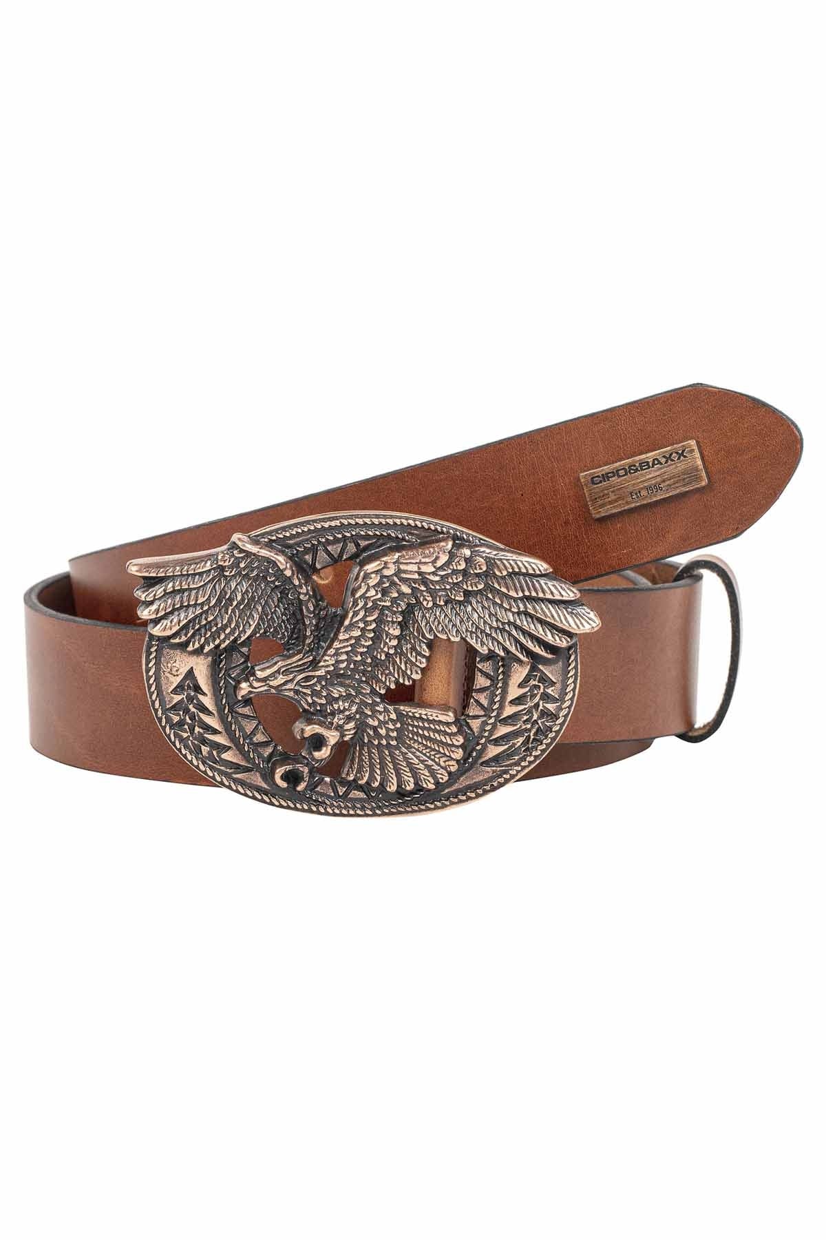 Cipo &amp; Baxx Men's Leather Belt CG200 Brown 