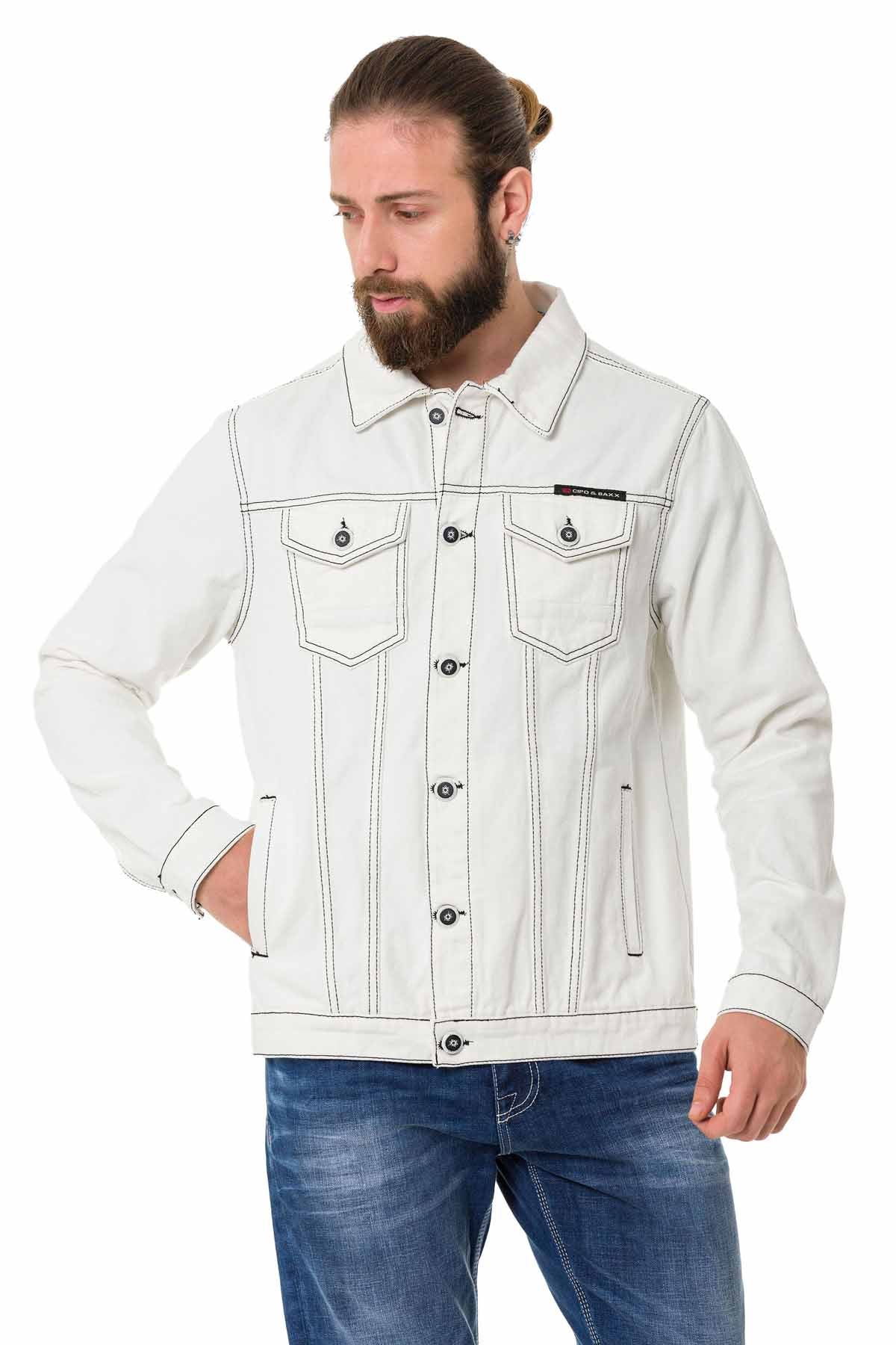 Cipo &amp; Baxx WHITESTONE Men's Jeans Jacket Denim CJ289