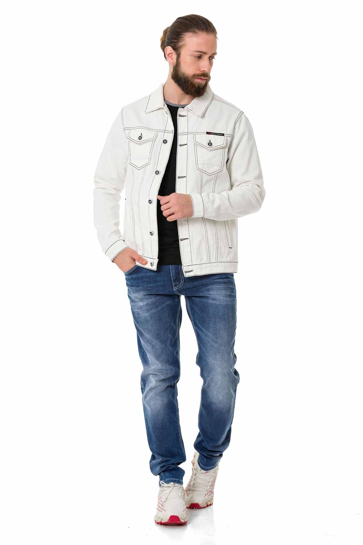 Cipo &amp; Baxx WHITESTONE Men's Jeans Jacket Denim CJ289