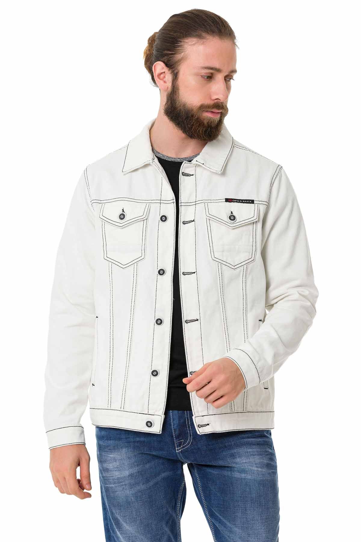 Cipo &amp; Baxx WHITESTONE Men's Jeans Jacket Denim CJ289