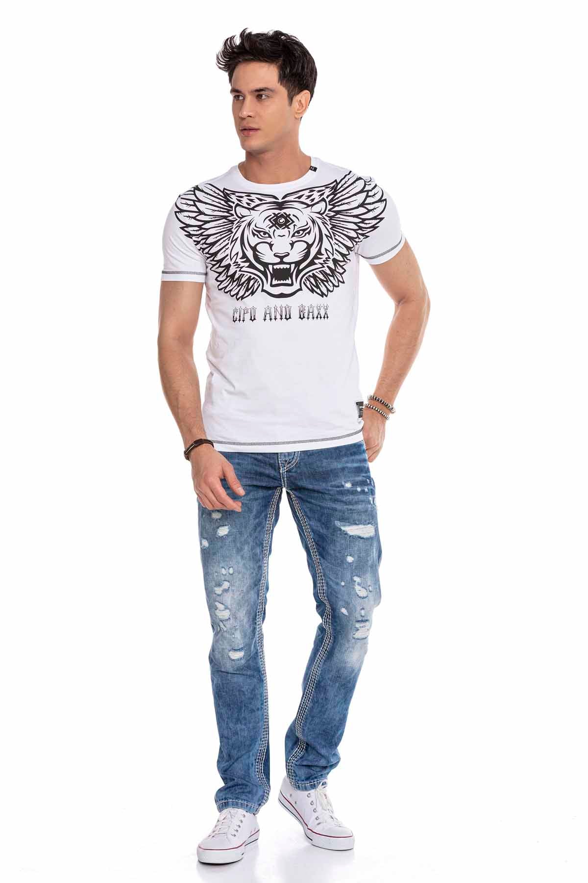 Cipo &amp; Baxx WHITE TIGER Men's T-Shirt CT644