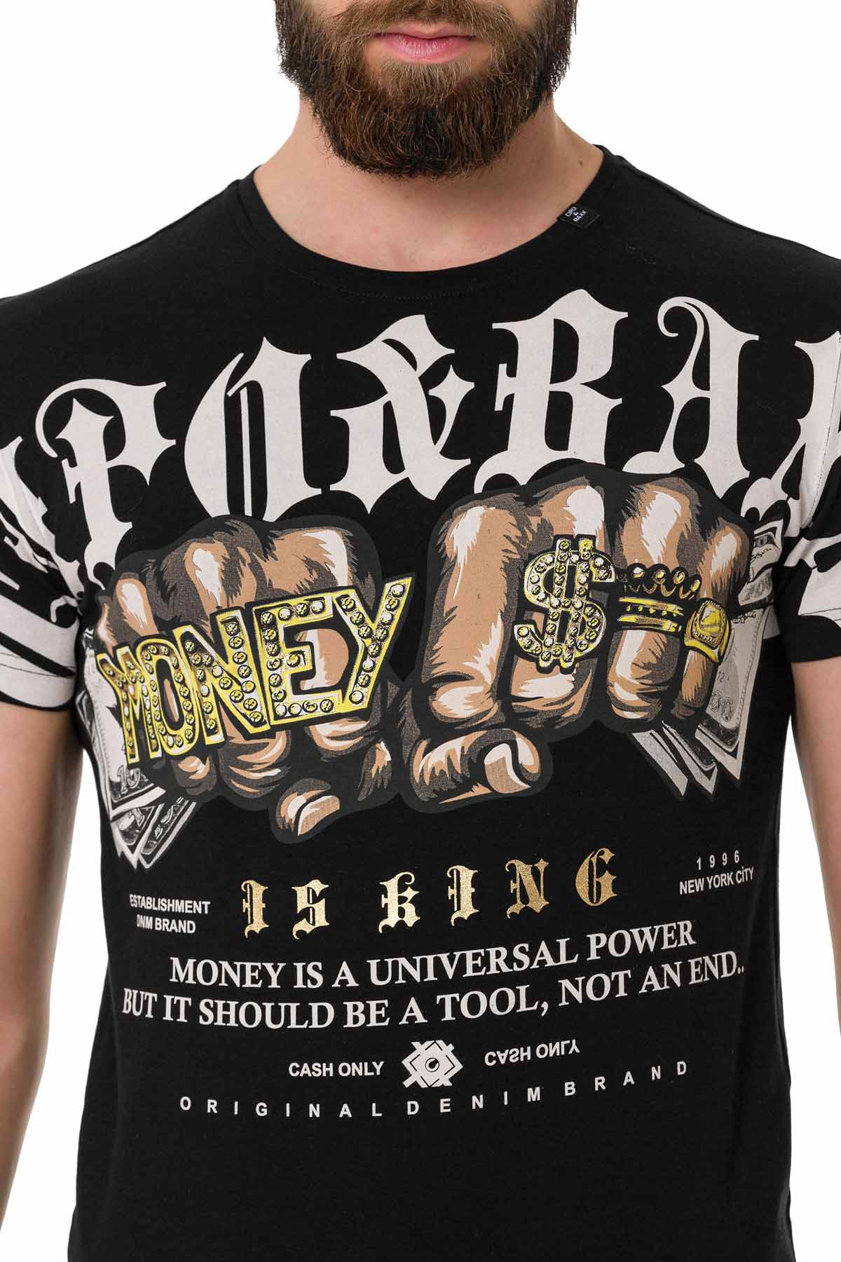 Cipo &amp; Baxx DOLLAR black men's T-shirt CT714