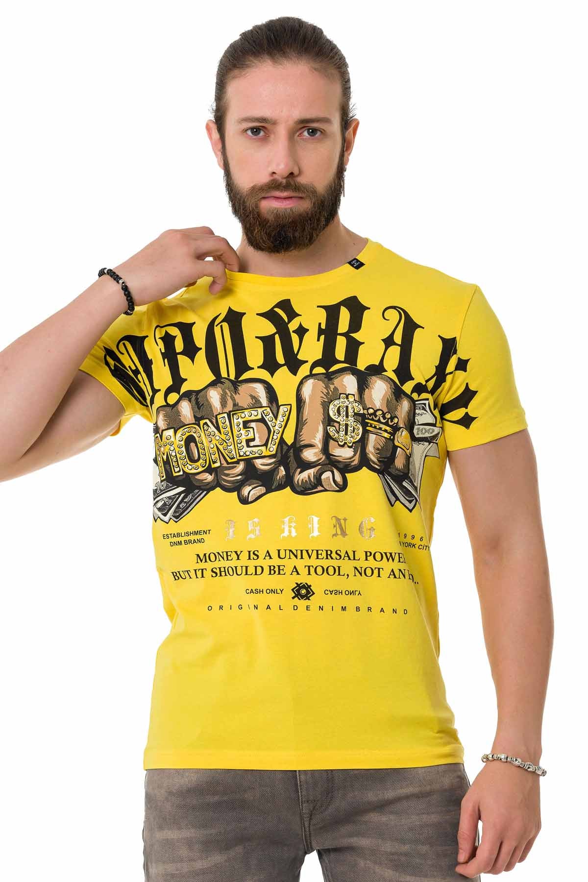 Cipo &amp; Baxx DOLLAR yellow men's T-shirt CT714