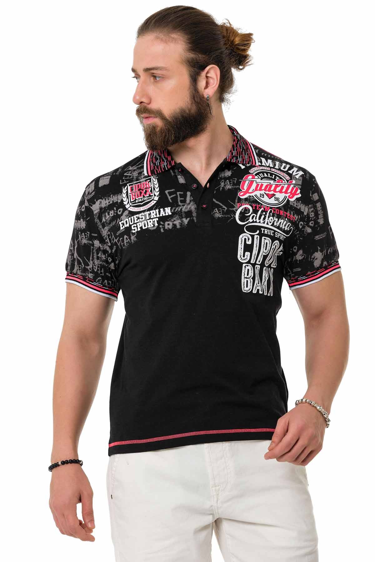 Cipo &amp; Baxx MARINE black men's polo t-shirt CT738