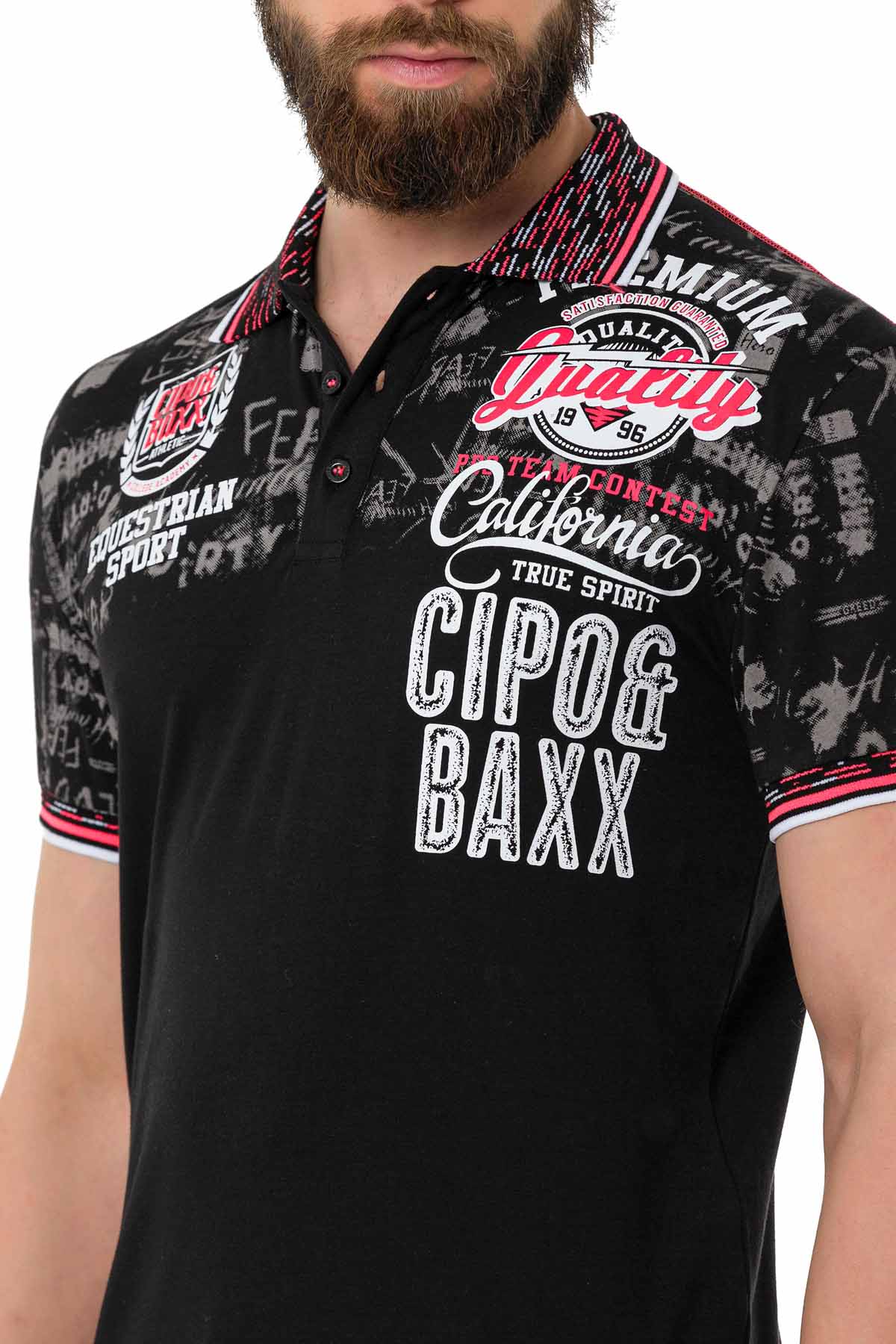 Cipo &amp; Baxx MARINE black men's polo t-shirt CT738