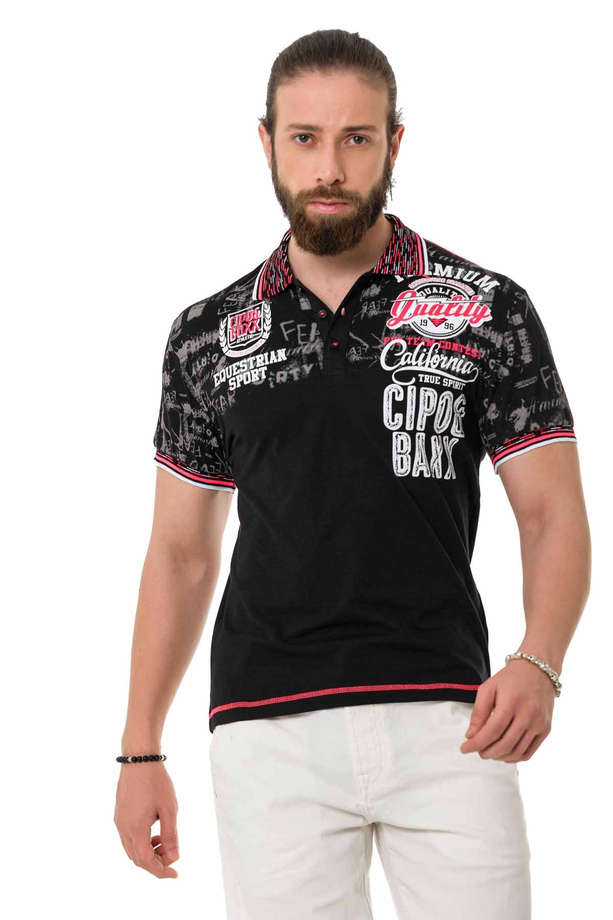 Cipo &amp; Baxx MARINE black men's polo t-shirt CT738