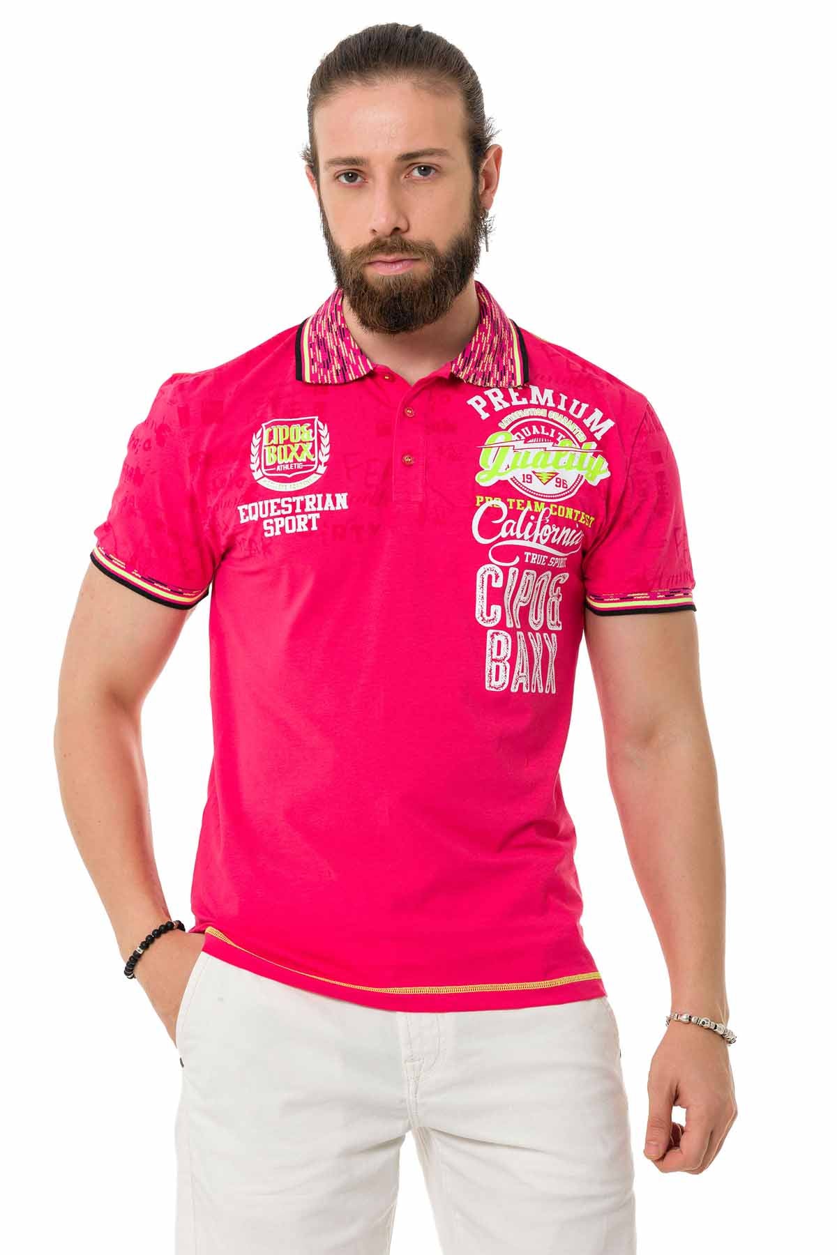 Cipo &amp; Baxx MARINE fuchsia men's polo t-shirt CT738