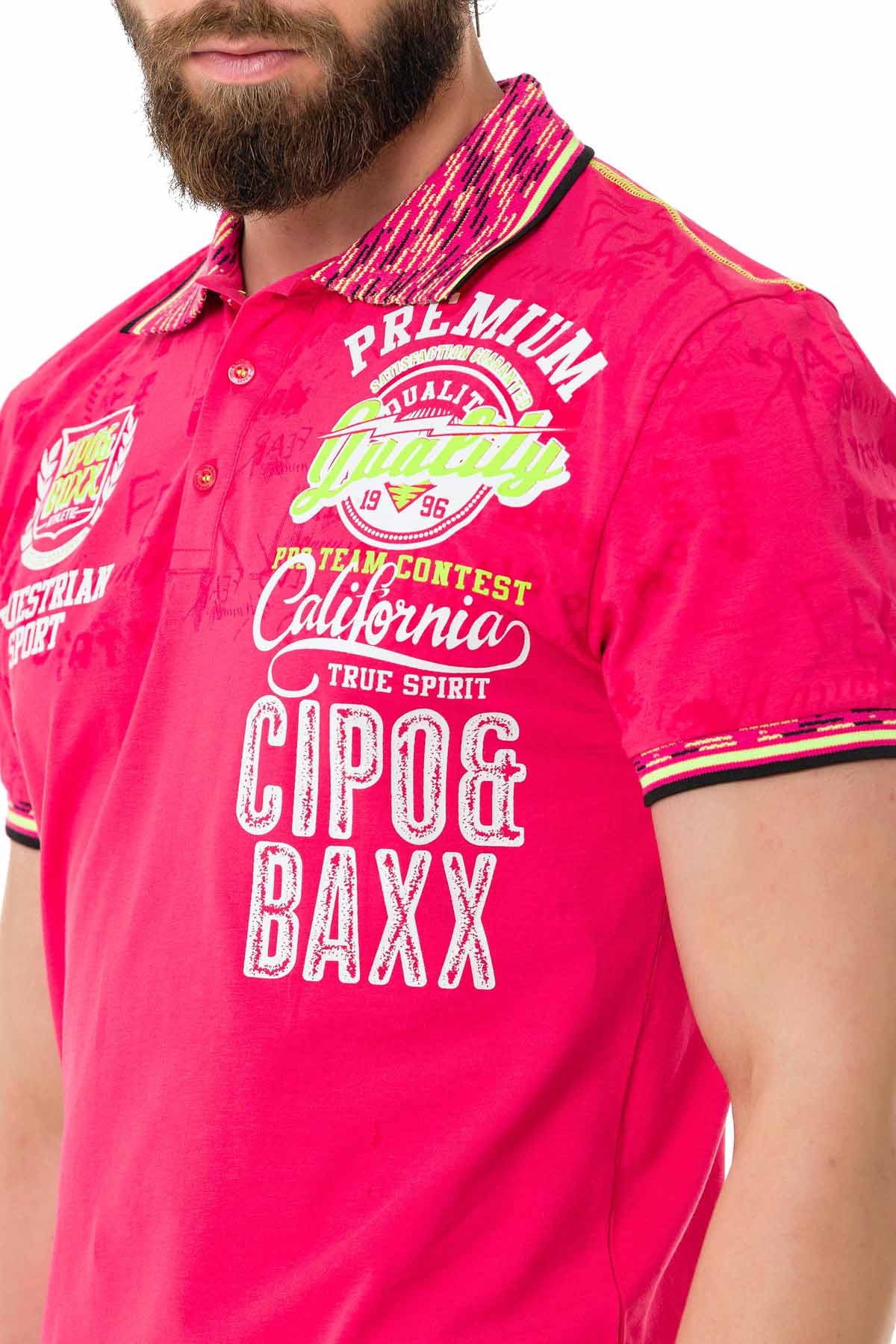 Cipo &amp; Baxx MARINE fuchsia men's polo t-shirt CT738