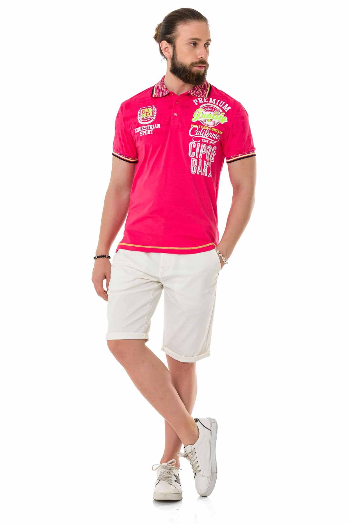 Cipo &amp; Baxx MARINE fuchsia men's polo t-shirt CT738