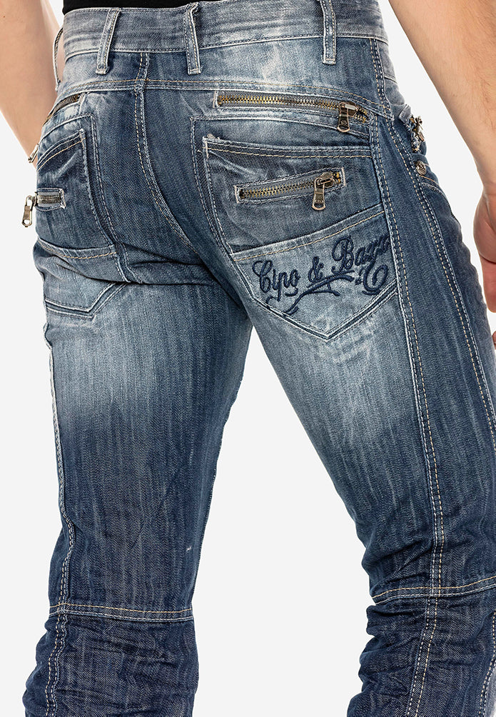Cipo &amp; Baxx SILVER ZIPP men's jeans denim C-751