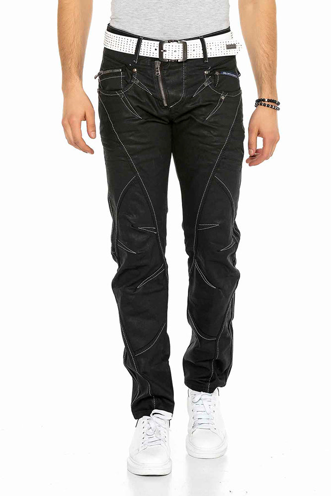 Cipo &amp; Baxx BLACK ZIPP men's jeans denim C-0812