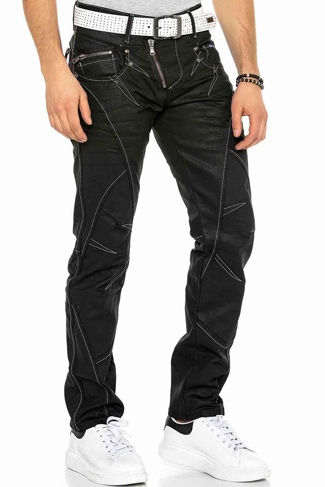 Cipo &amp; Baxx BLACK ZIPP men's jeans denim C-0812