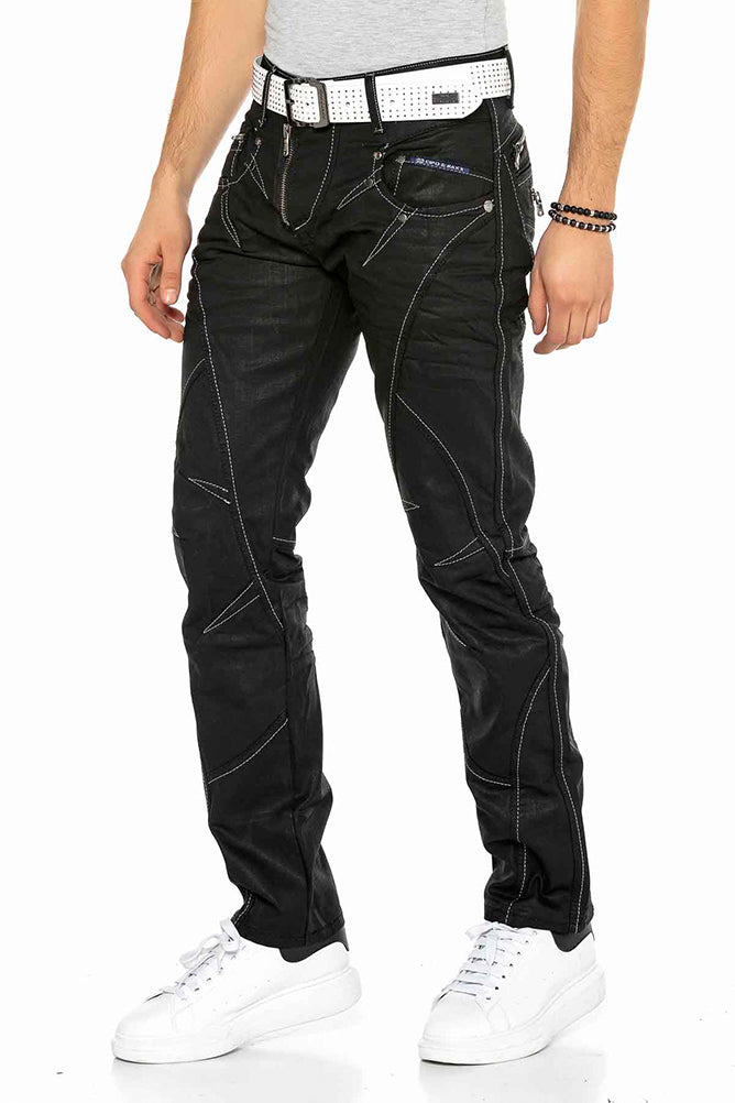 Cipo &amp; Baxx BLACK ZIPP men's jeans denim C-0812