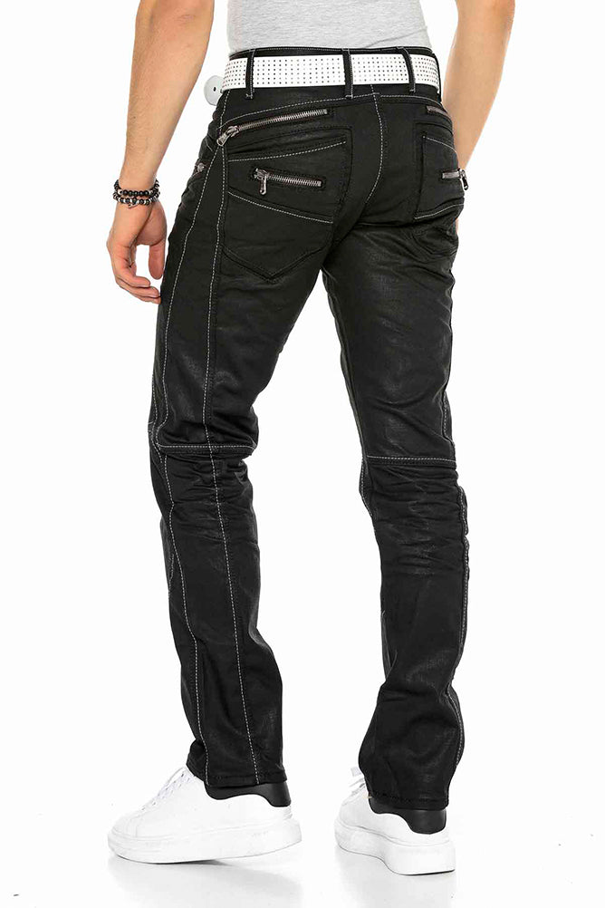 Cipo &amp; Baxx BLACK ZIPP men's jeans denim C-0812