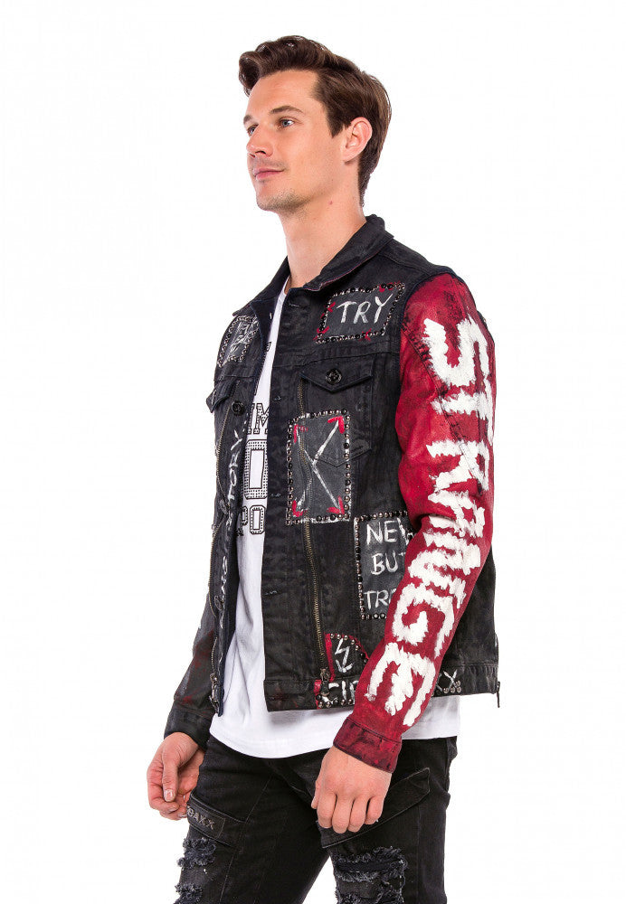 Cipo &amp; Baxx VEGAS Men's Biker Jeans Jacket Denim CJ248