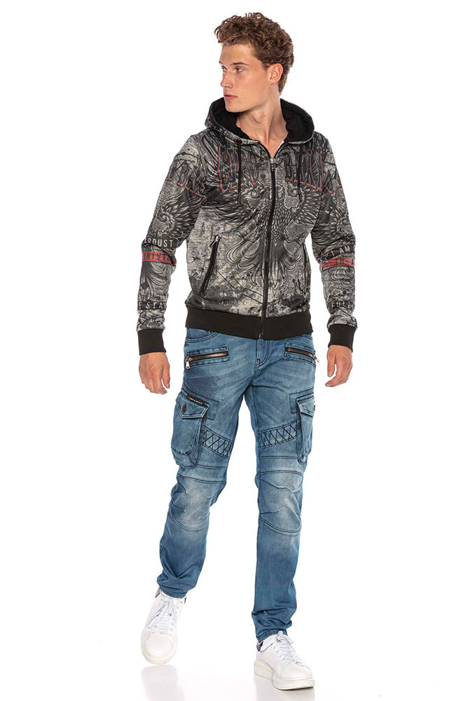 Cipo &amp; Baxx STARDUST men's hooded sweatshirt jacket CL394