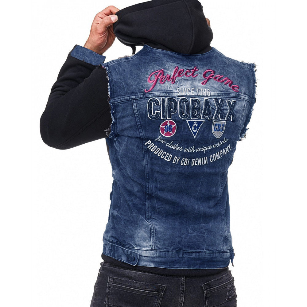 Cipo & Baxx WESTWOOD Herren Jeans Jacke Weste Denim Hoodie CJ174