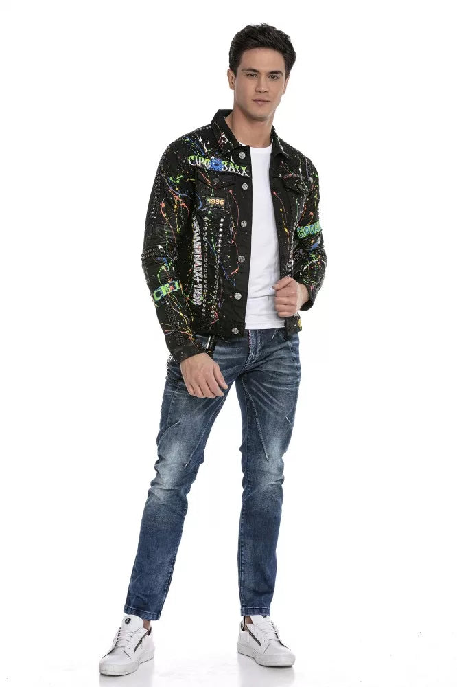 Cipo & Baxx BULLDOG Herren Biker Jeans Jacke Denim CJ262