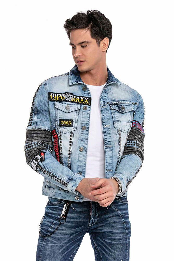 Cipo &amp; Baxx BOXER Men's Biker Jeans Jacket Denim CJ263