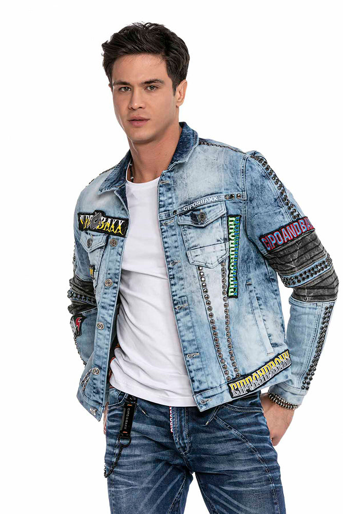 Cipo &amp; Baxx BOXER Men's Biker Jeans Jacket Denim CJ263