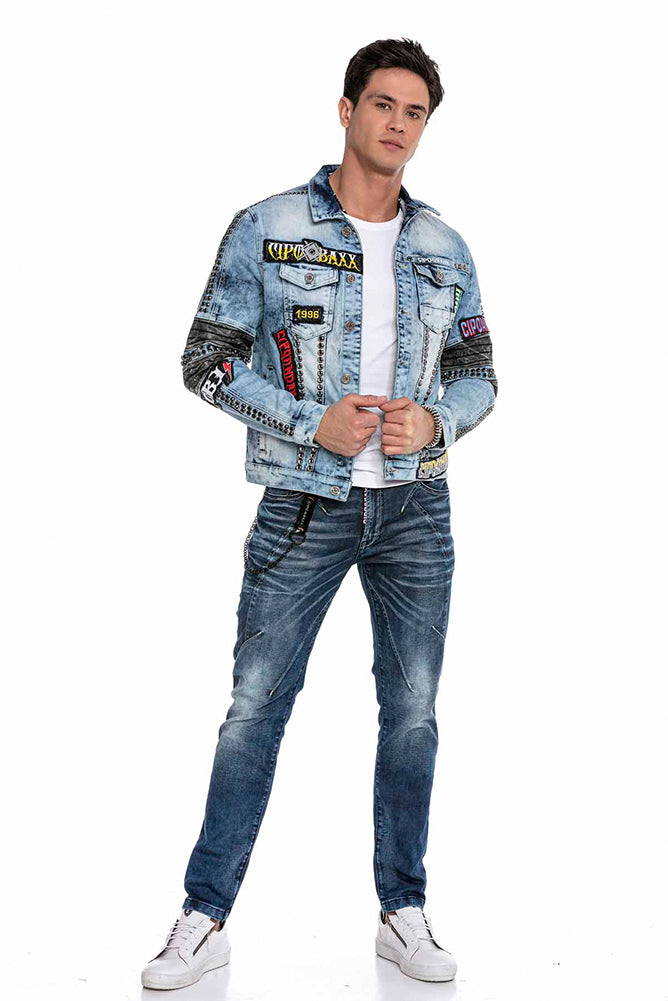 Cipo &amp; Baxx BOXER Men's Biker Jeans Jacket Denim CJ263