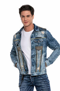 Cipo &amp; Baxx DAYTONA Men's Biker Jeans Jacket Denim CJ264